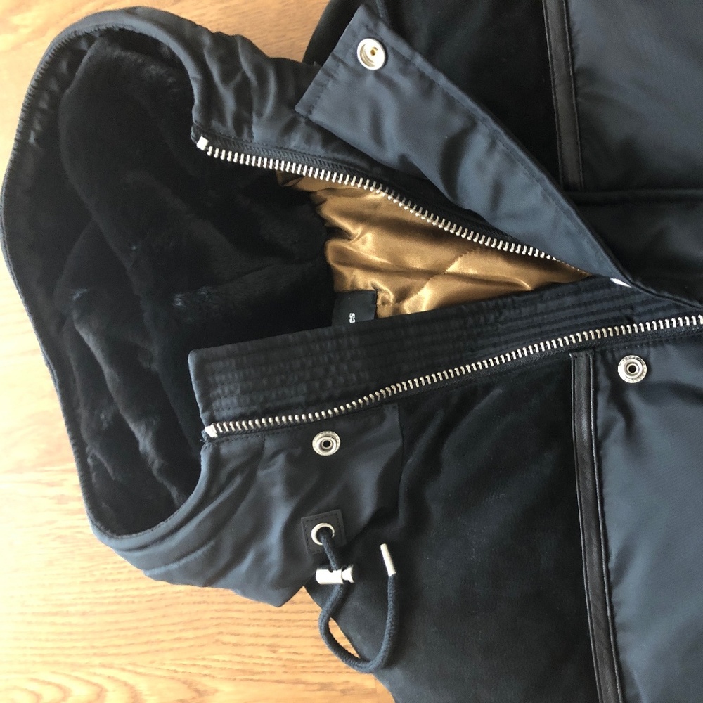 The Kooples Leather-Trim Puffer Jacket (Brand New)